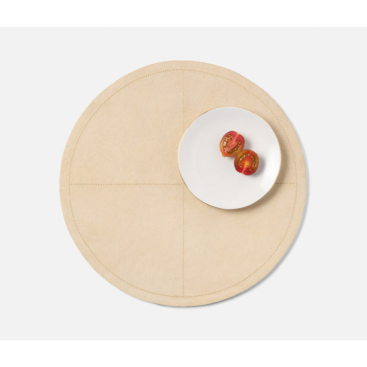 Tanner Beige Round Placemat Hair-On-Hide Pack/2
