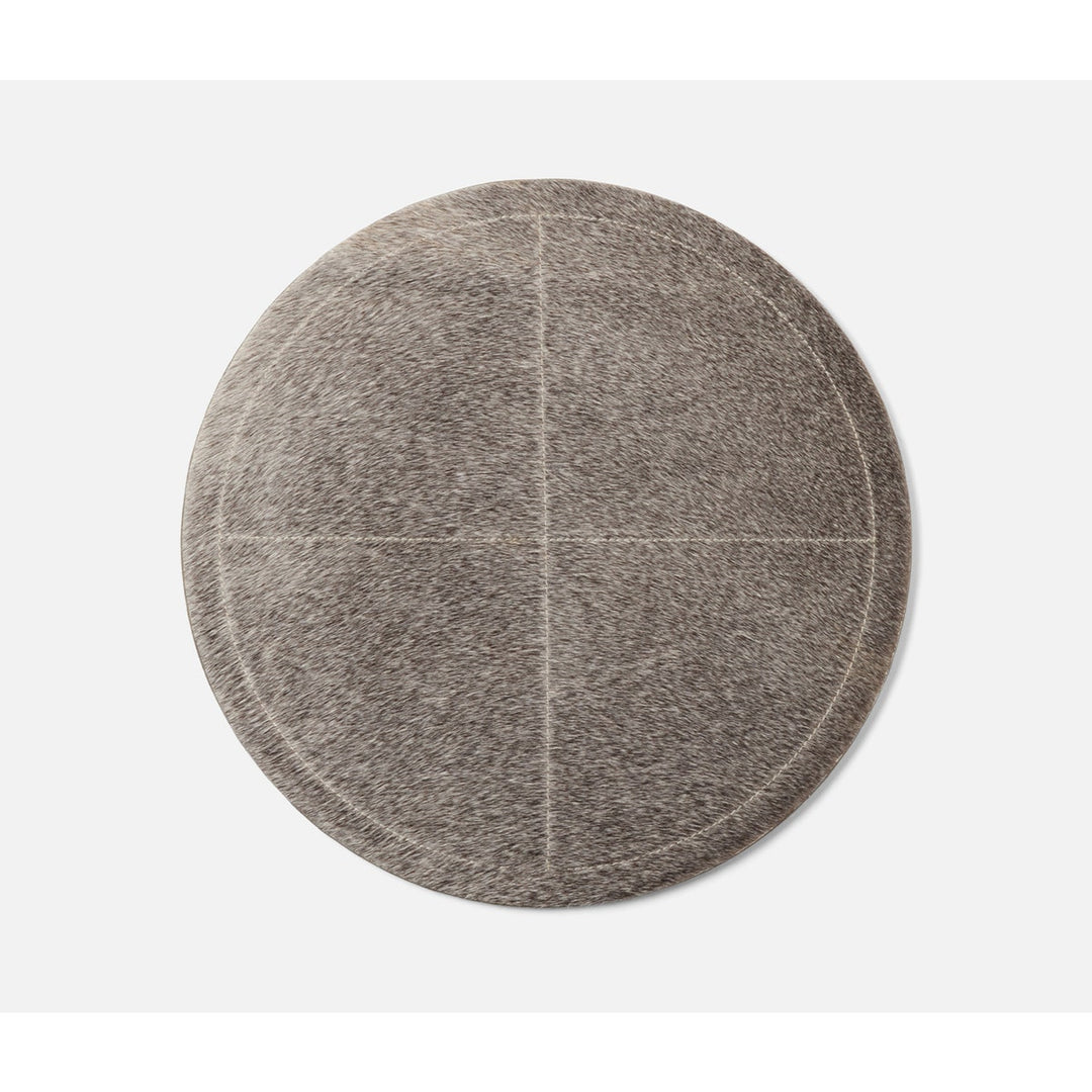 Tanner Gray Round Placemat Hair-On-Hide Pack/2