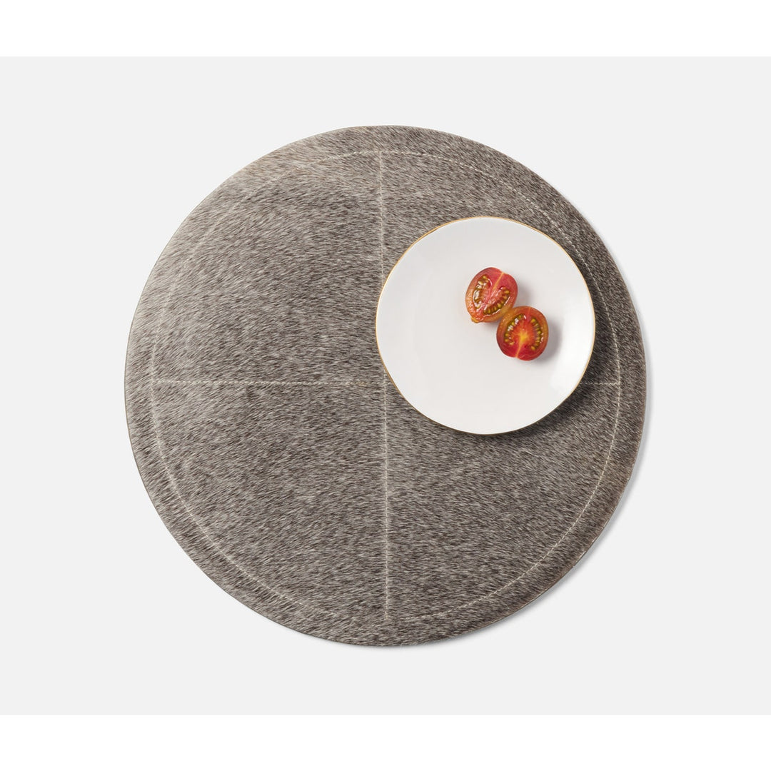 Tanner Gray Round Placemat Hair-On-Hide Pack/2