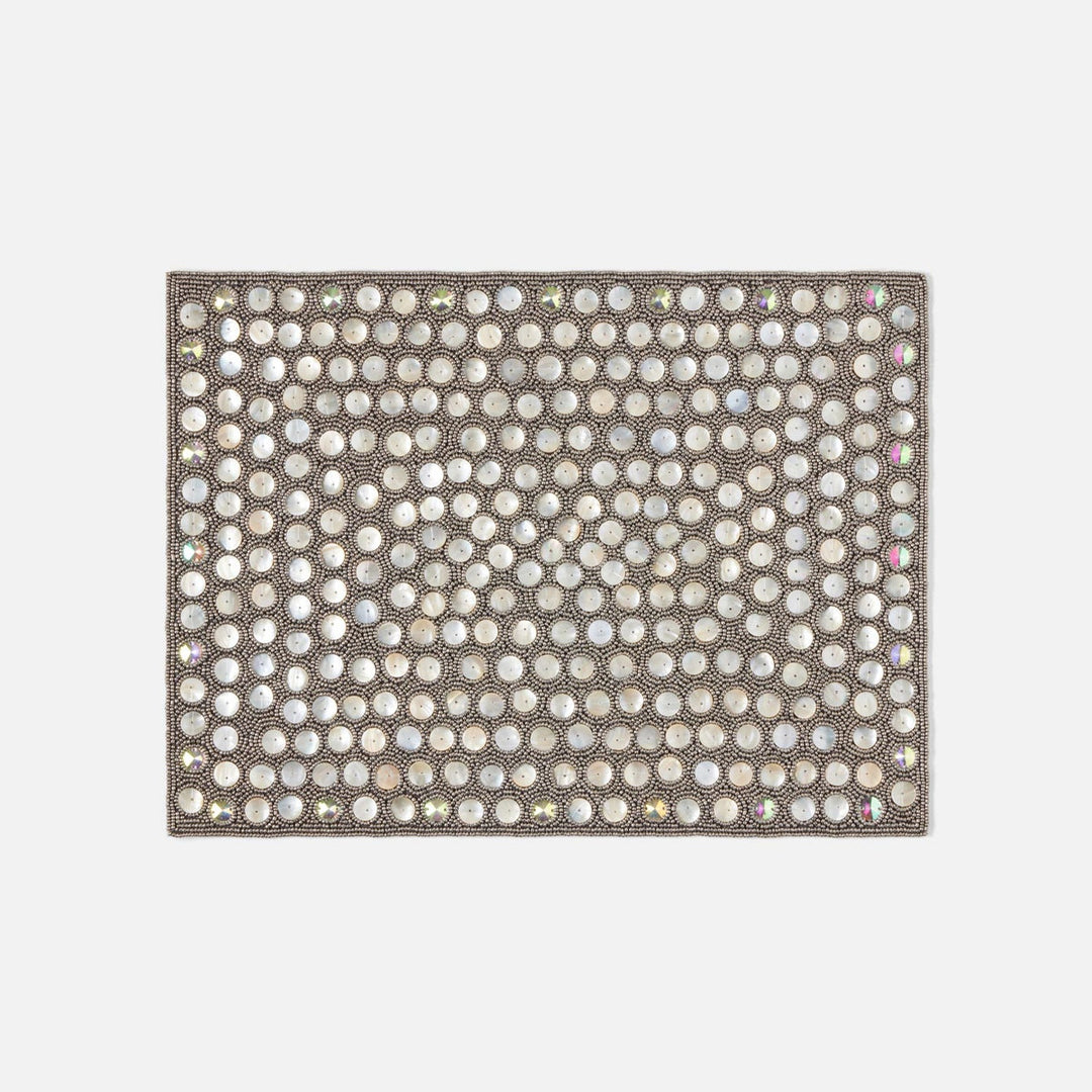 Brenda Silver/Sea Rectangular Placemat Glass Beads/Shell Pack/2
