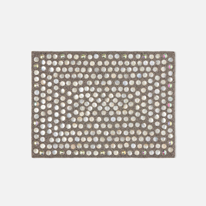 Brenda Silver/Sea Rectangular Placemat Glass Beads/Shell Pack/2