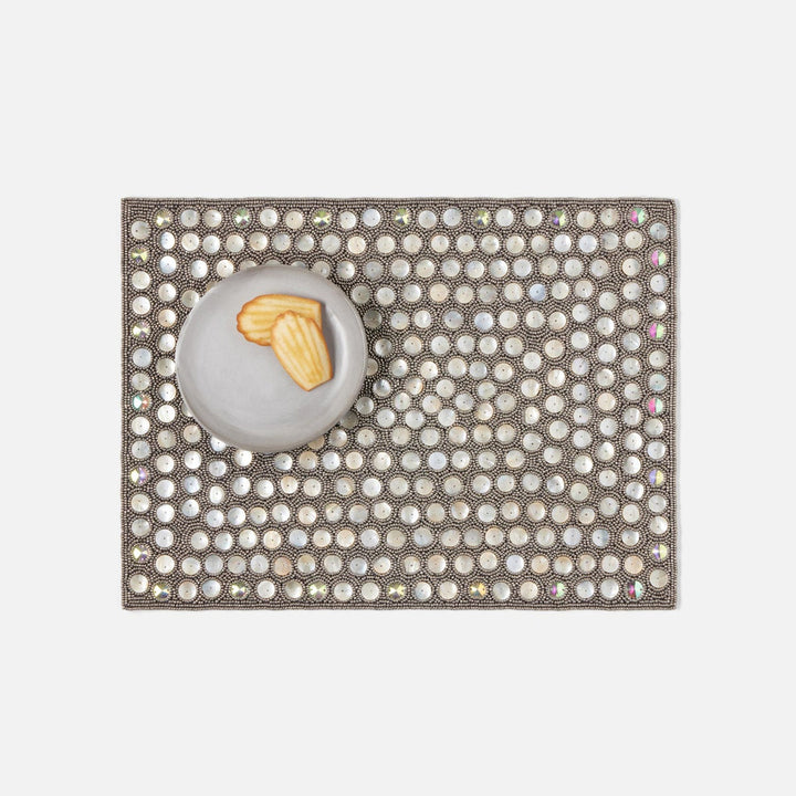 Brenda Silver/Sea Rectangular Placemat Glass Beads/Shell Pack/2