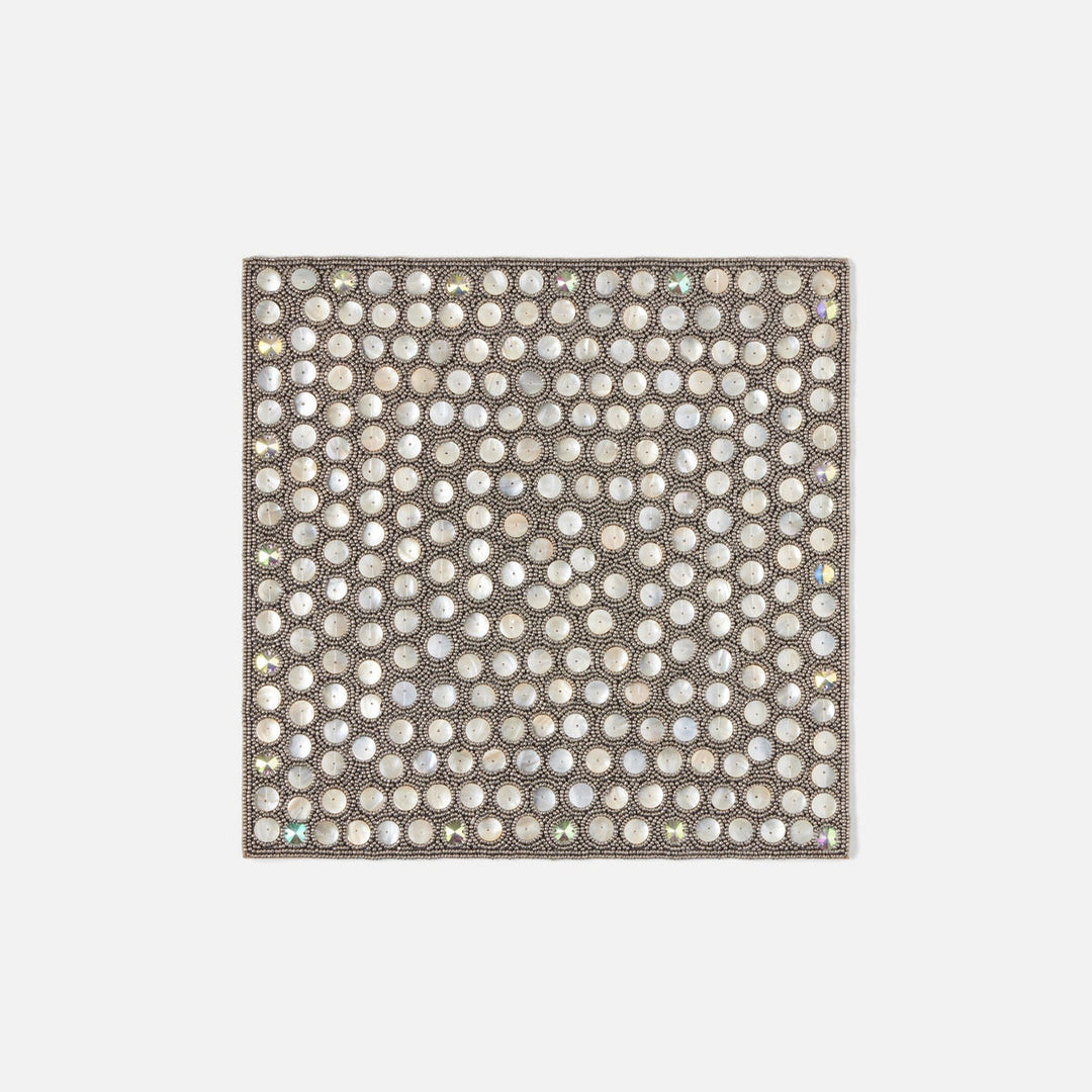 Brenda Silver/Sea Square Placemat Glass Beads/Shell Pack/2