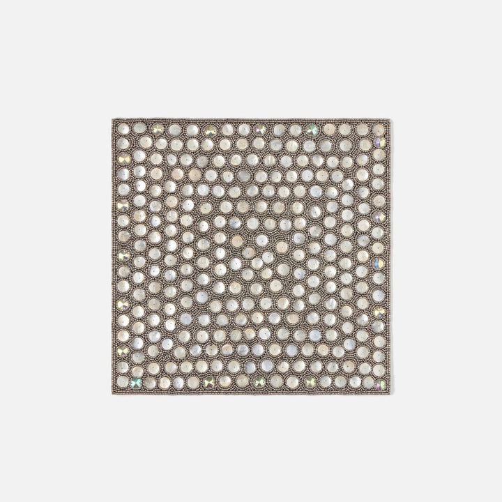 Brenda Silver/Sea Square Placemat Glass Beads/Shell Pack/2