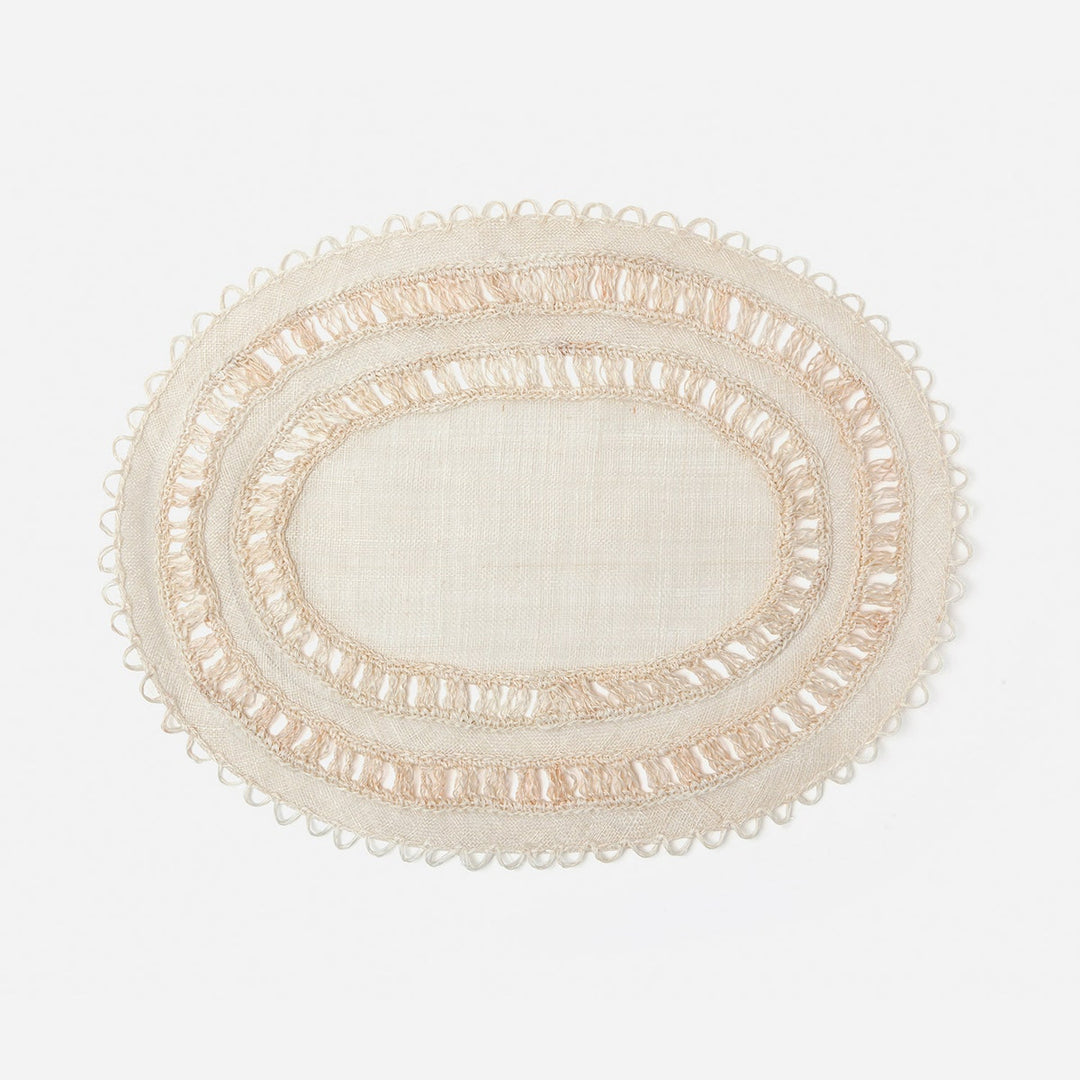 Carmine Bleached Oval Placemat Abaca Pack/4