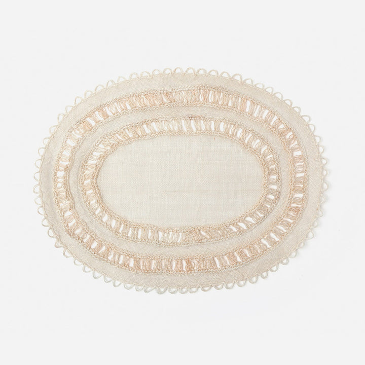 Carmine Bleached Oval Placemat Abaca Pack/4