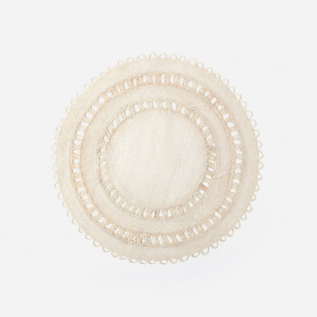 Carmine Bleached Round Placemat Abaca Pack/4