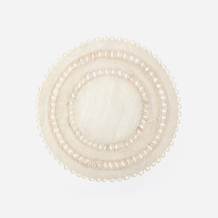 Carmine Bleached Round Placemat Abaca Pack/4
