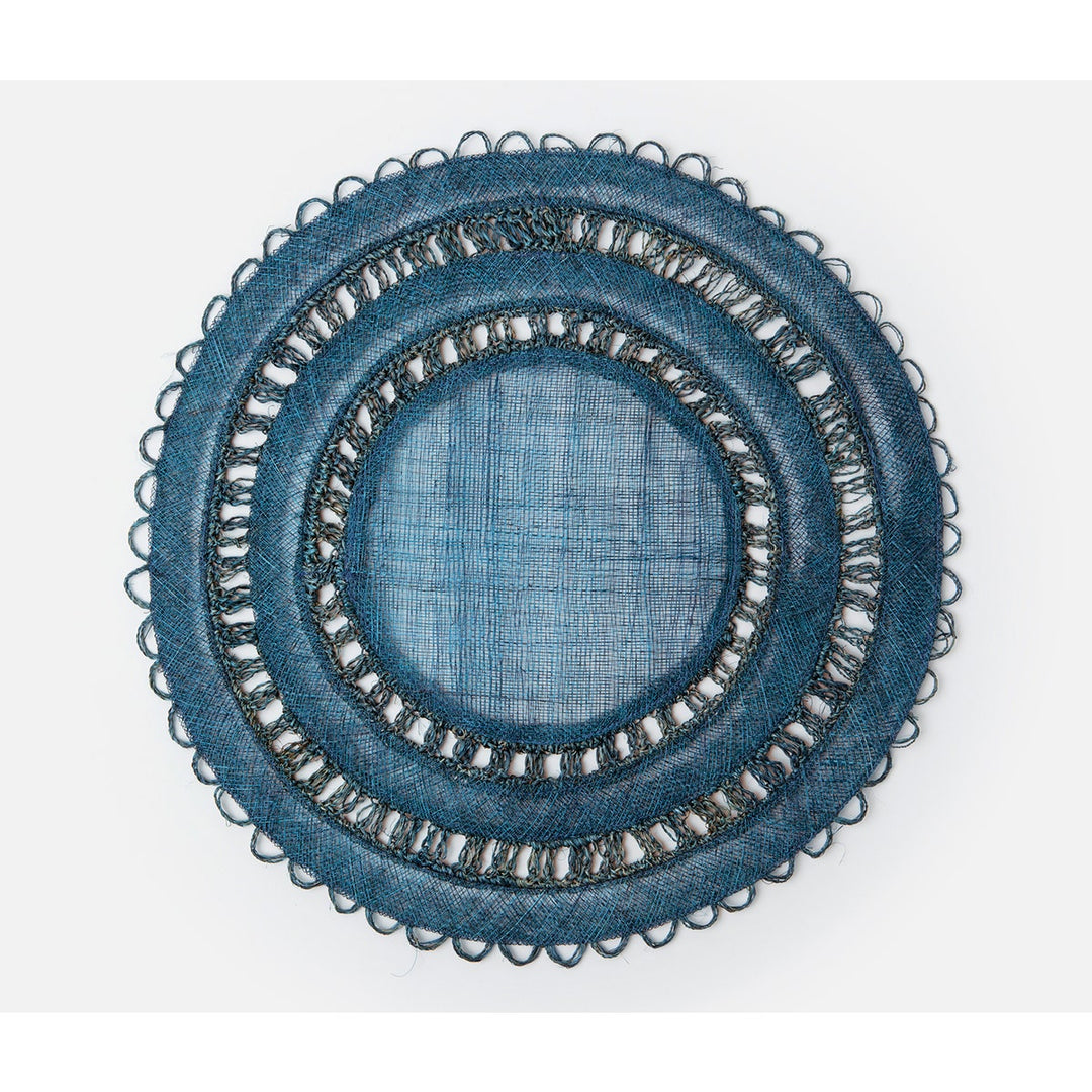 Carmine Deep Blue Round Placemat Abaca Pack/4