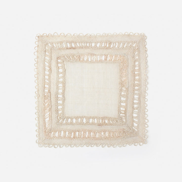 Carmine Bleached Square Placemat Abaca Pack/4