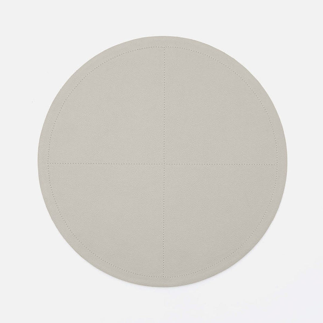 Evan Light Gray Round Placemat Full Grain Leather Pack/2