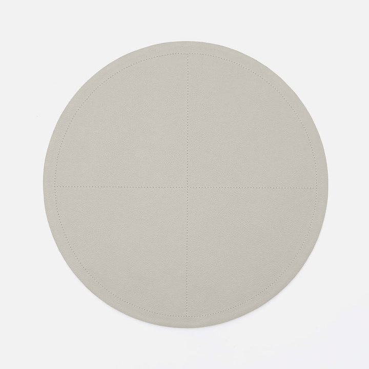 Evan Light Gray Round Placemat Full Grain Leather Pack/2