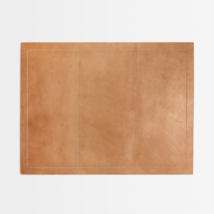 Evan Aged Camel Rectangular Placemat Full Grain Leather Pack/2