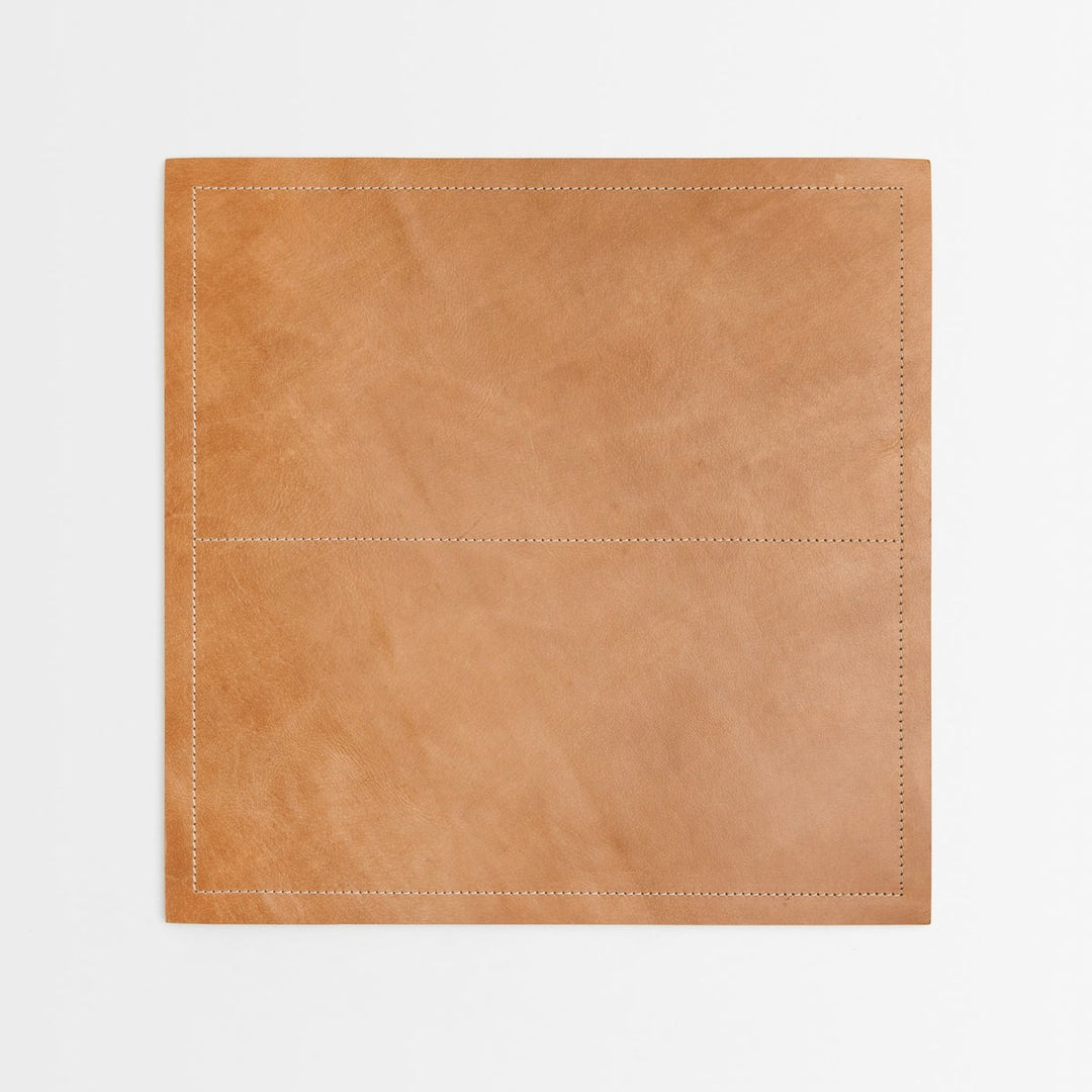 Evan Aged Camel Square Placemat Full Grain Leather Pack/2