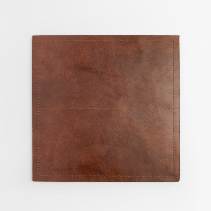Evan Tobacco Square Placemat Full Grain Leather Pack/2
