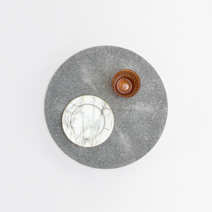 Henry Cool Gray Round Placemat Realistic Faux Shagreen Pack/2