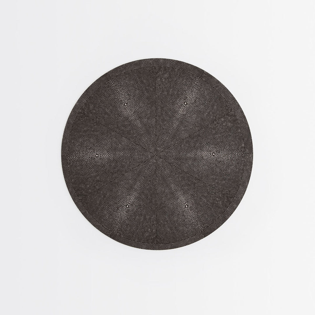 Henry Dark Mushroom Round Placemat Realistic Faux Shagreen Pack/2