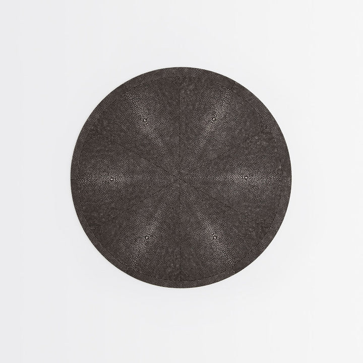 Henry Dark Mushroom Round Placemat Realistic Faux Shagreen Pack/2