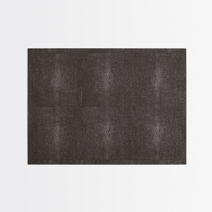 Henry Dark Mushroom Rectangular Placemat Realistic Faux Shagreen Pack/2