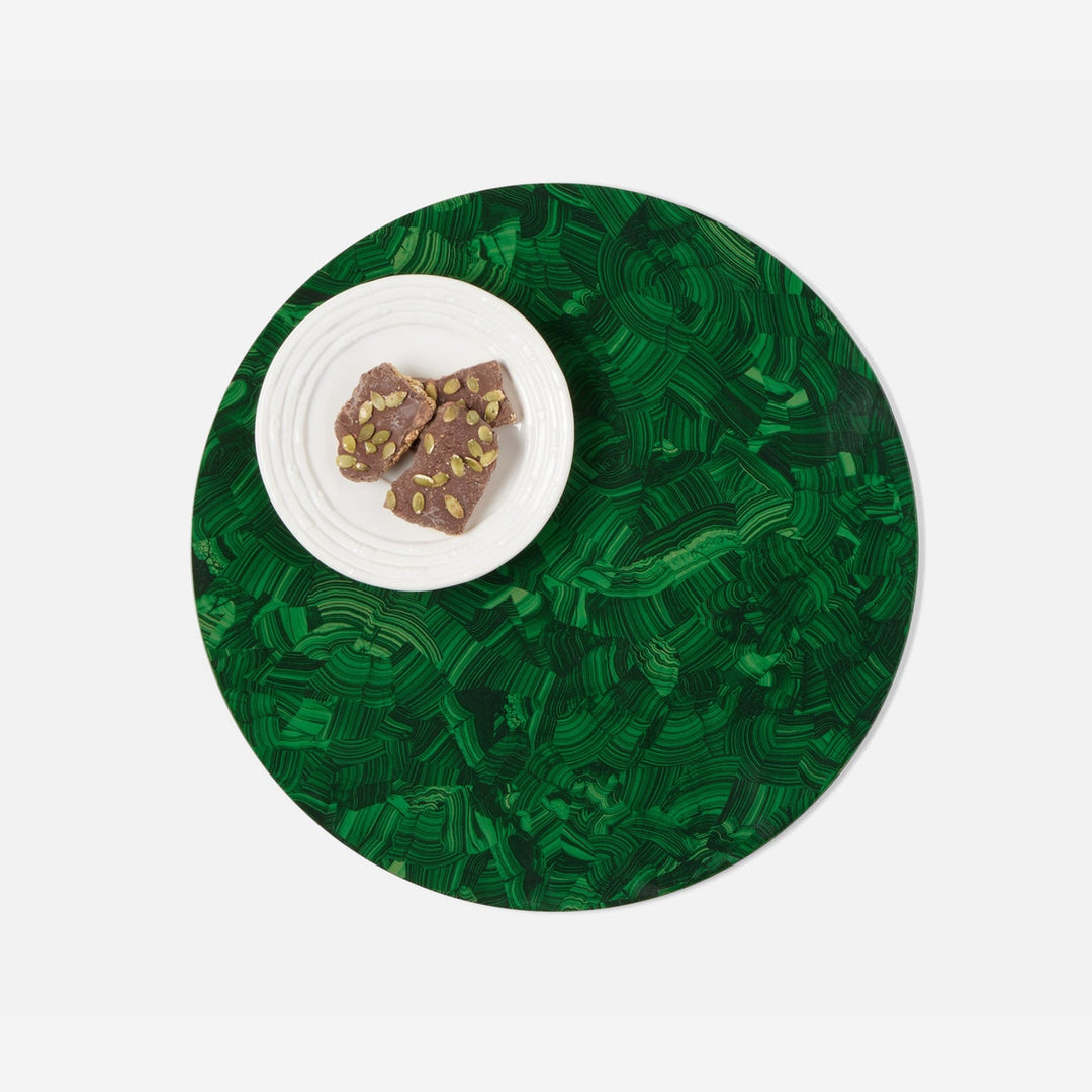 Jonathan High Gloss Faux Malachite Round Placemat Pack/2