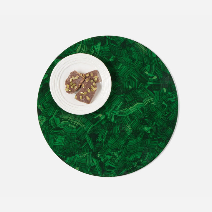 Jonathan High Gloss Faux Malachite Round Placemat Pack/2