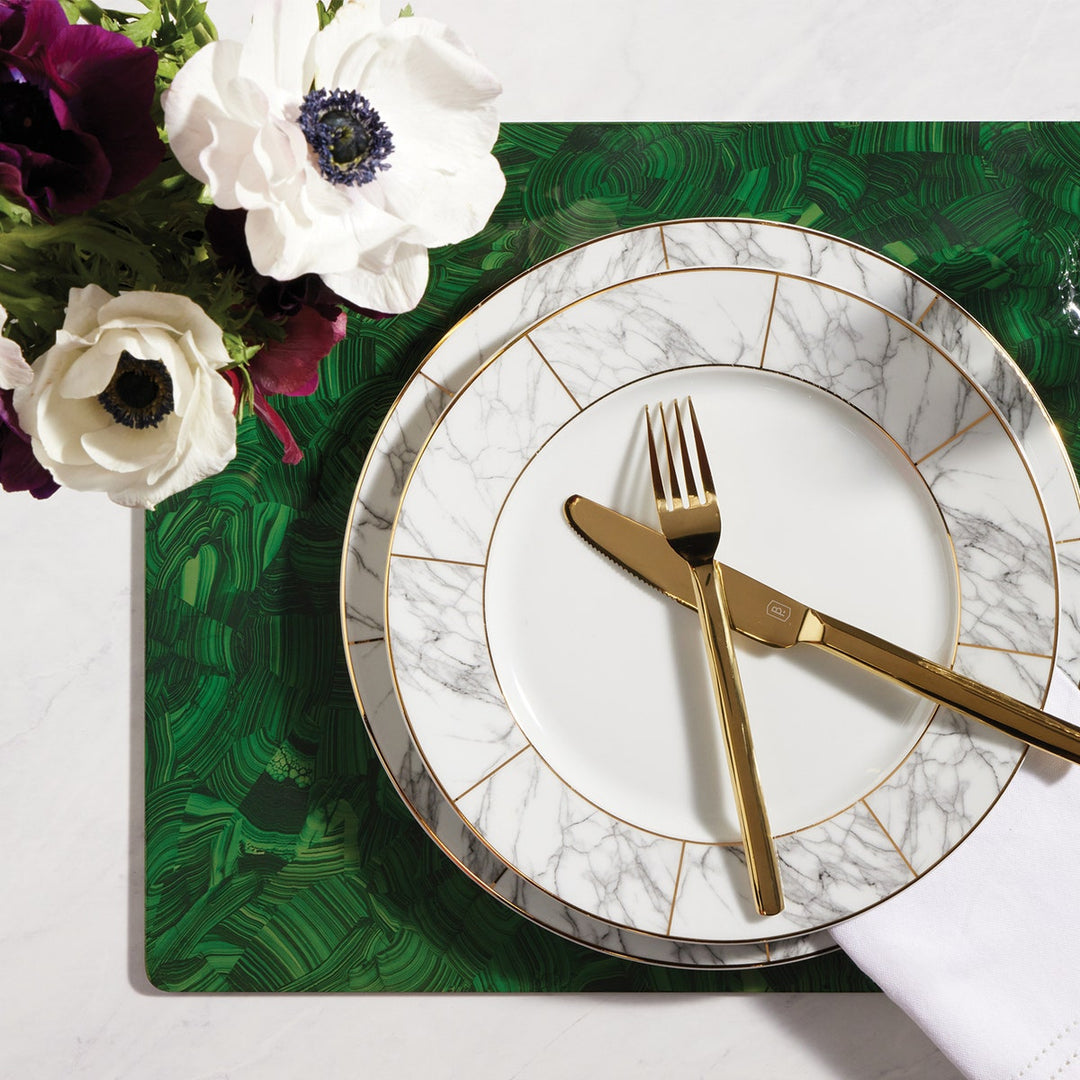 Jonathan High Gloss Faux Malachite Rectangular Placemat Pack/2