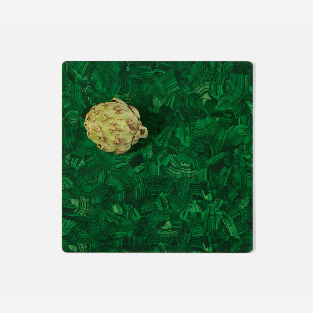 Jonathan High Gloss Faux Malachite Square Placemat Pack/2