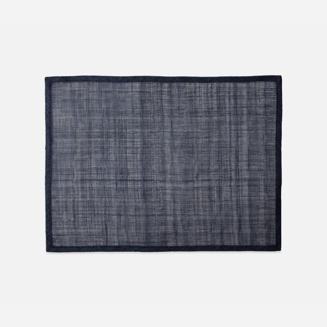 June Dark Navy Rectangular Placemat Abaca Pack/4