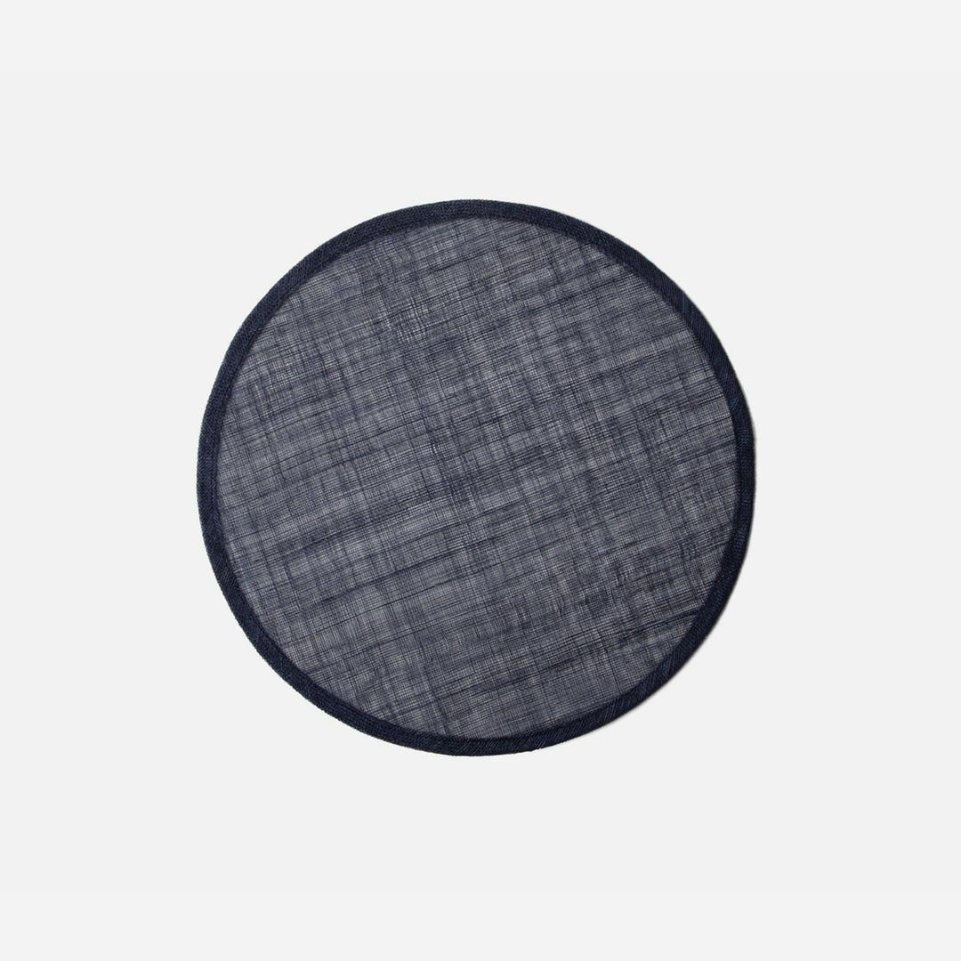 June Dark Navy Round Placemat Abaca Pack/4