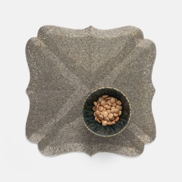 Noelle Silver Square Placemat Glass Beads Pack/2