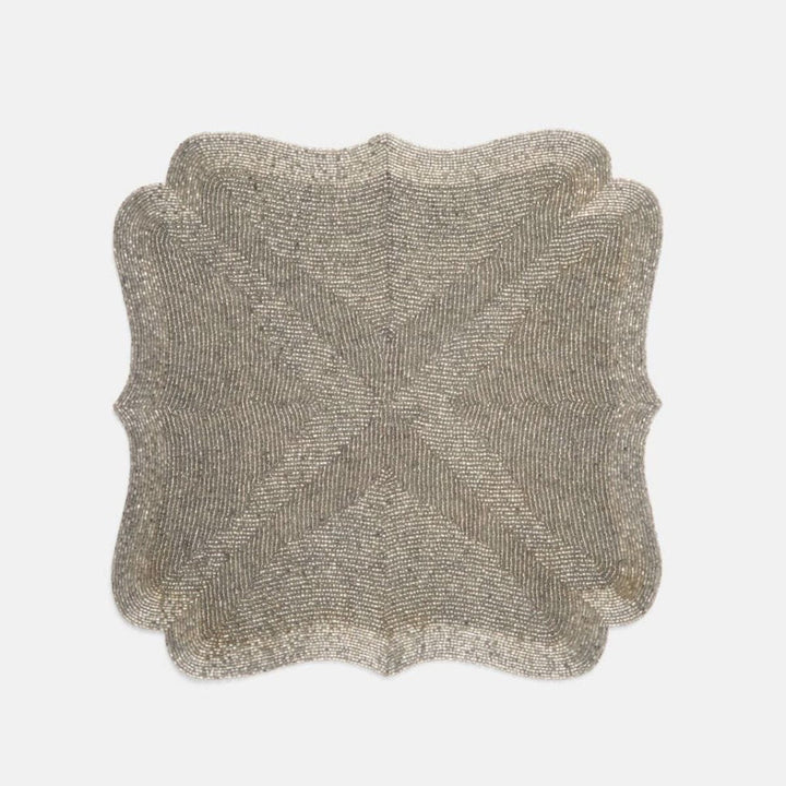 Noelle Silver Square Placemat Glass Beads Pack/2