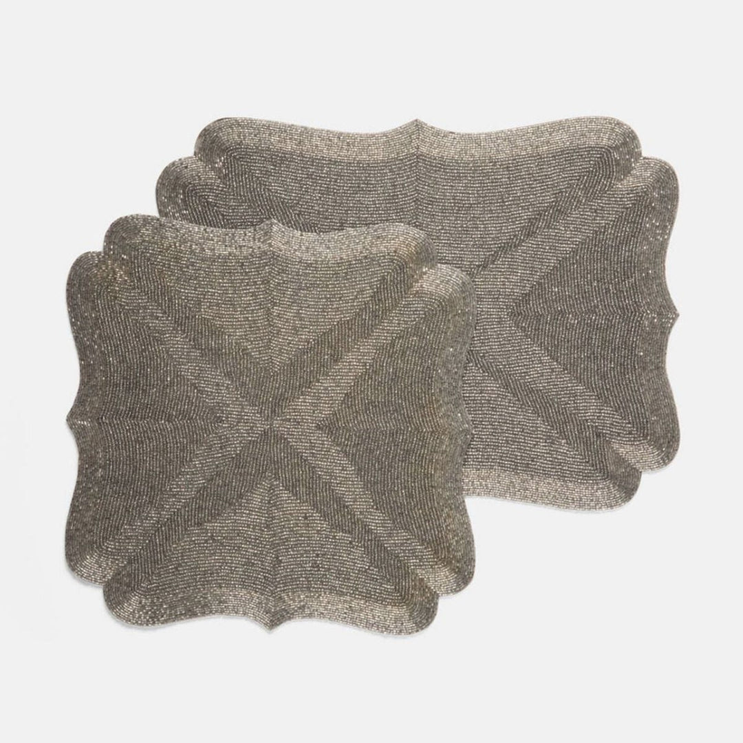 Noelle Silver Square Placemat Glass Beads Pack/2
