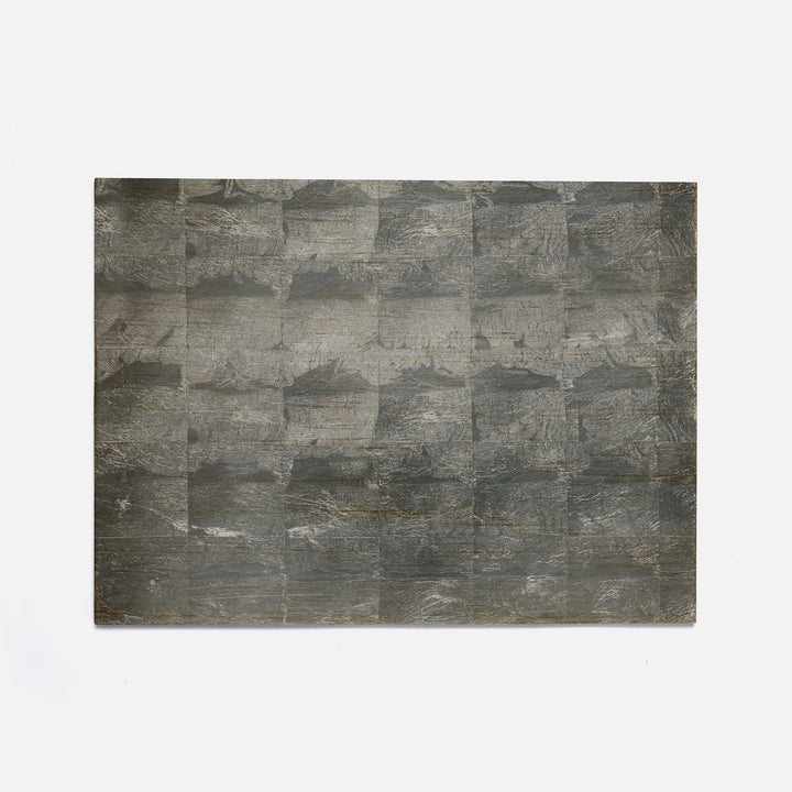 Odessa Antiqued Smoke Rectangular Placemat Silver Leaf Pack/2