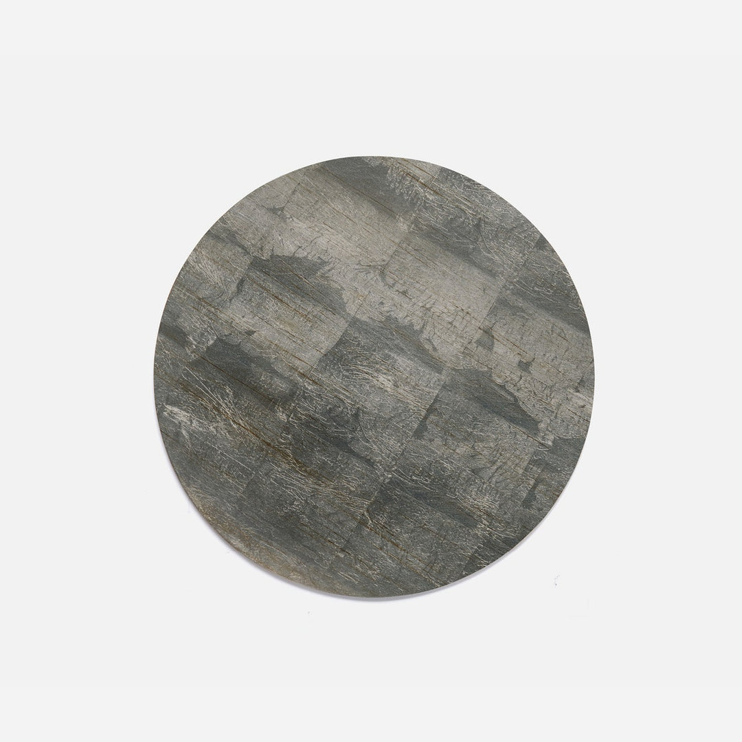 Odessa Antiqued Smoke Round Placemat Silver Leaf Pack/2