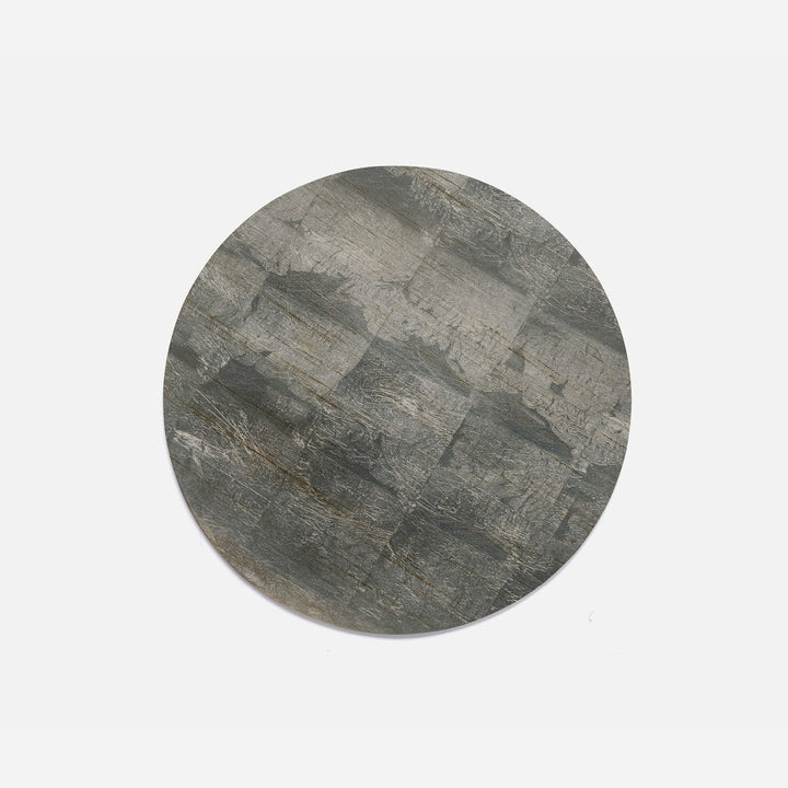 Odessa Antiqued Smoke Round Placemat Silver Leaf Pack/2