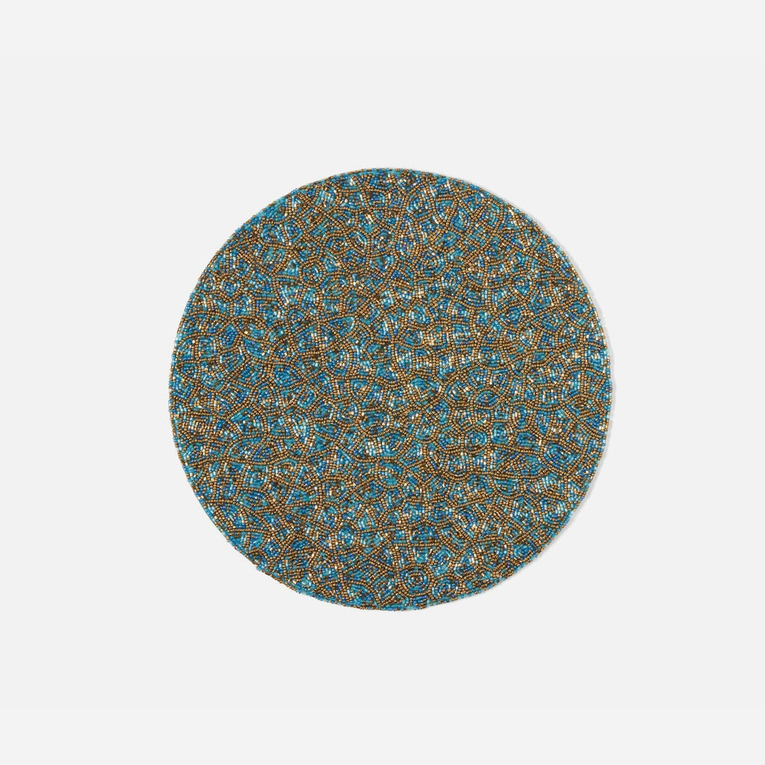 Phoebe Turquoise Gold Mix Round Placemat Glass Beads Pack/2