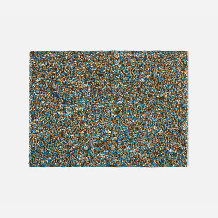 Phoebe Turquoise Gold Mix Rectangular Placemat Glass Beads Pack/2