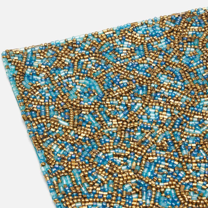 Phoebe Turquoise Gold Mix Rectangular Placemat Glass Beads Pack/2