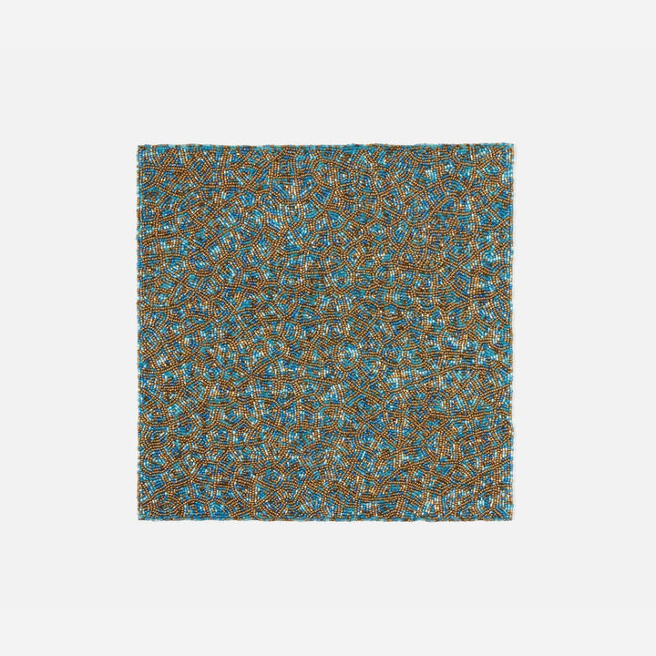 Phoebe Turquoise Gold Mix Square Placemat Glass Beads Pack/2