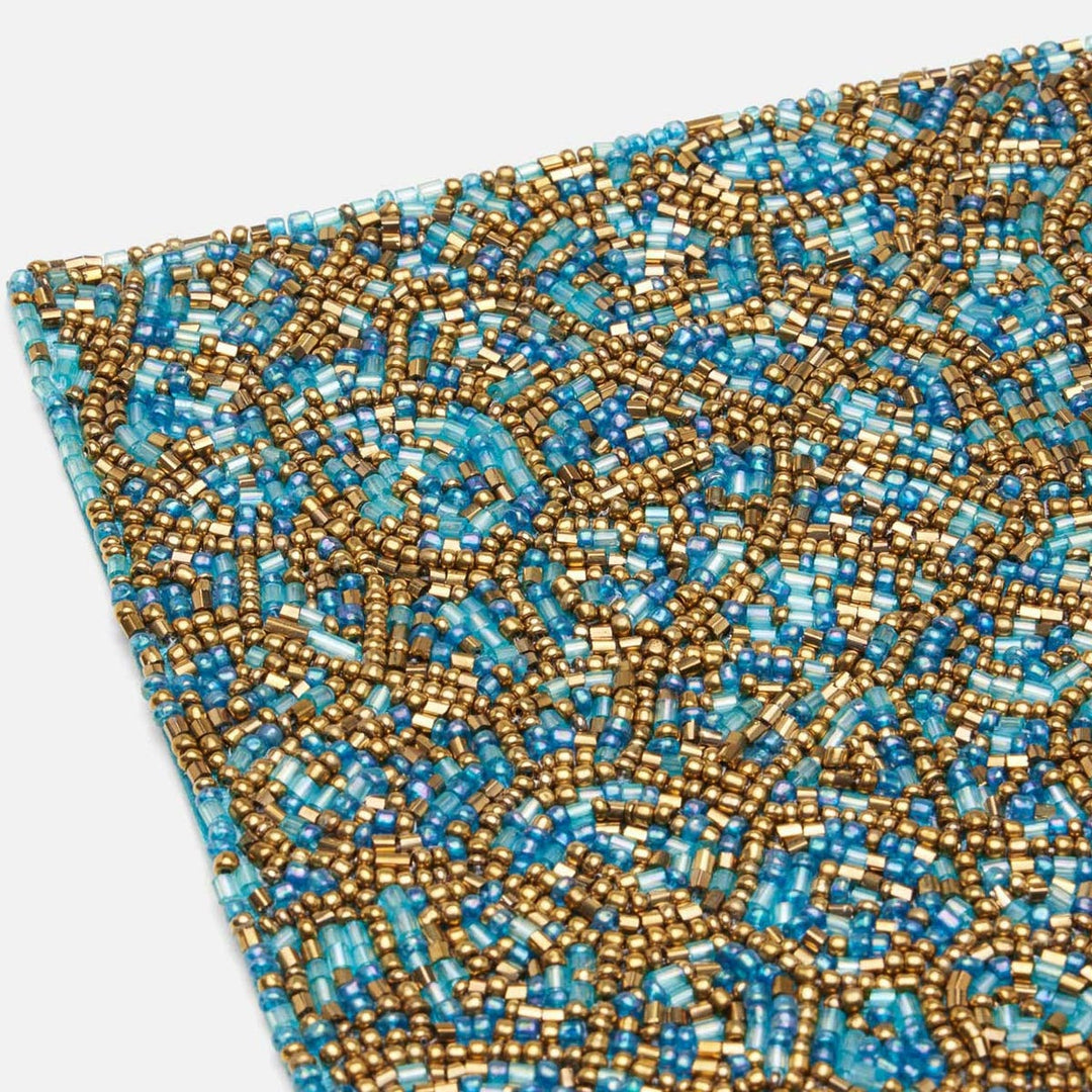 Phoebe Turquoise Gold Mix Square Placemat Glass Beads Pack/2