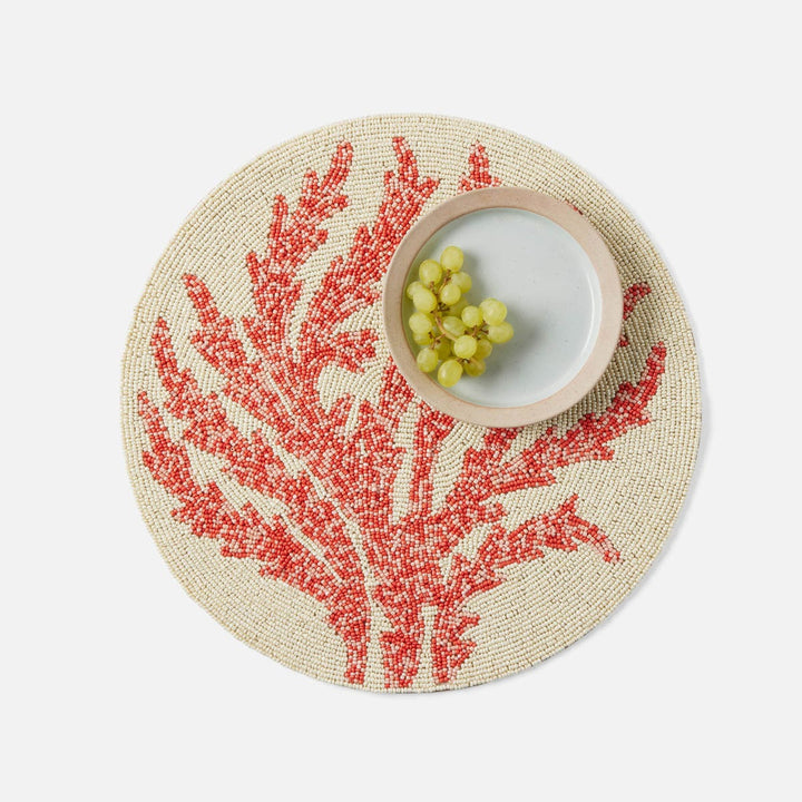 Alana Red Round Placemat Glass Beads Pack/4