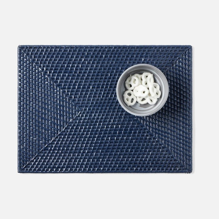 Brianne Polished Navy Rectangular Placemat Rattan Pack/4