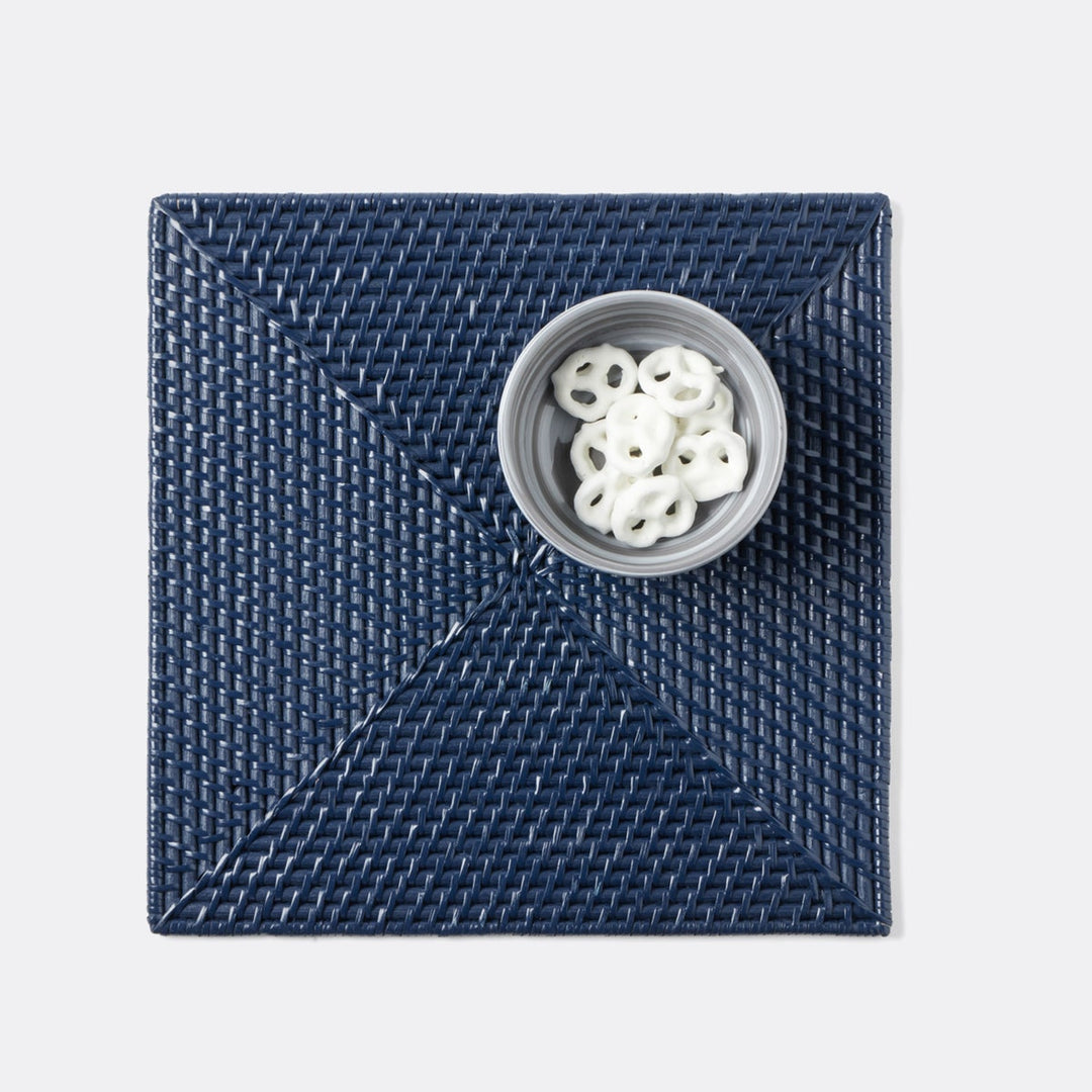 Brianne Polished Navy Square Placemat Rattan Pack/4