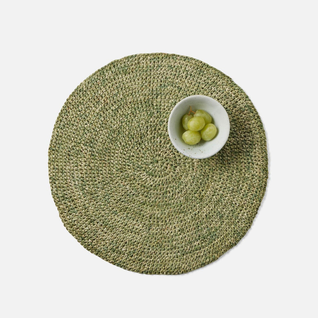 Emmy Green Crochet Round Placemat Raffia Pack/4