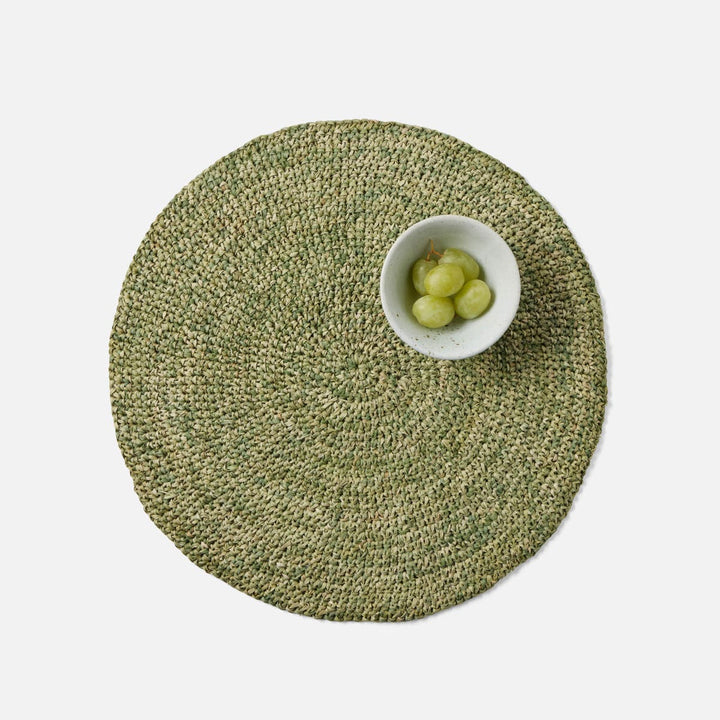 Emmy Green Crochet Round Placemat Raffia Pack/4