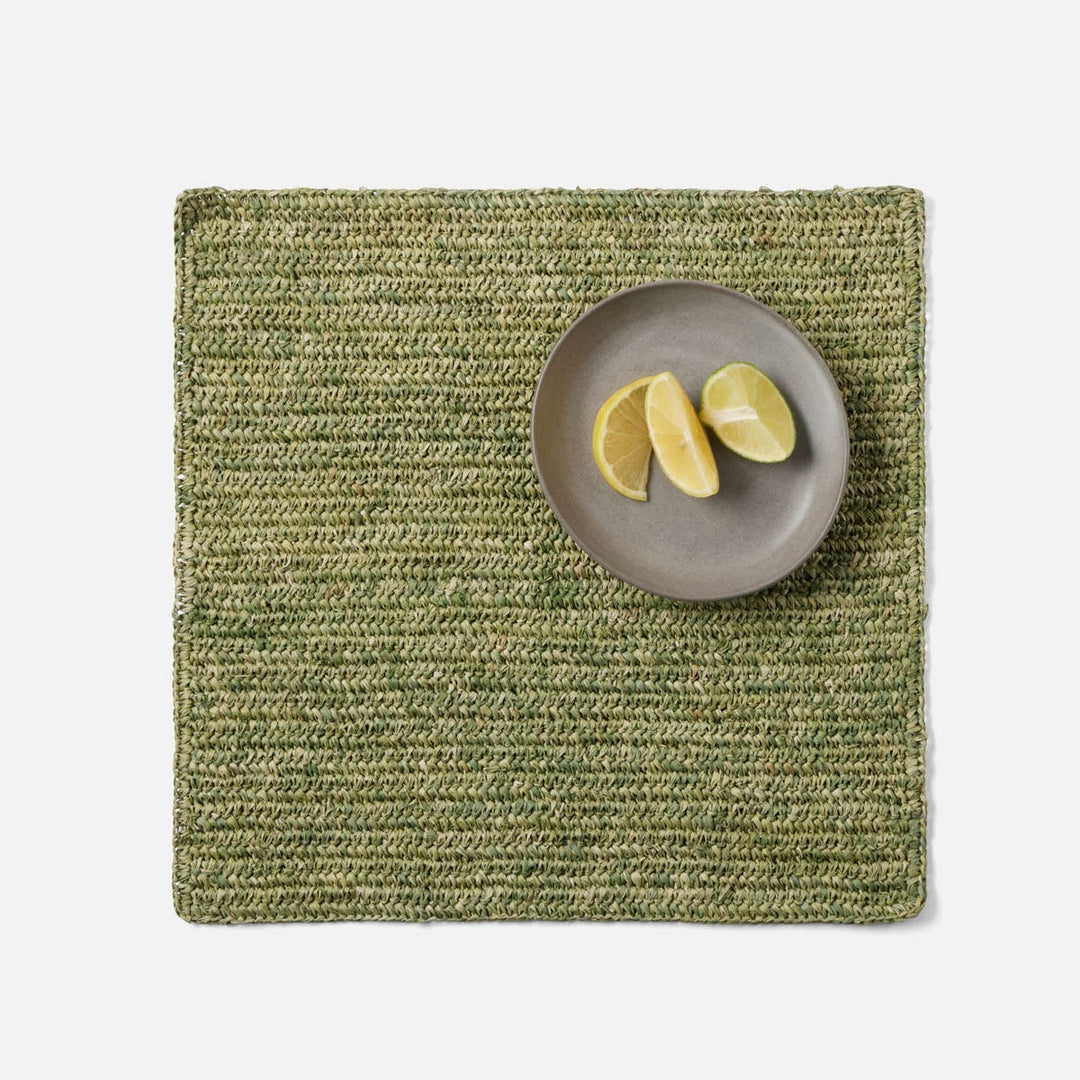Emmy Green Crochet Square Placemat Raffia Pack/4