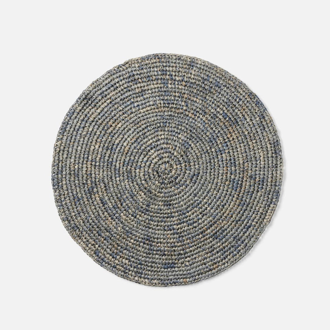 Emmy Dark Gray Crochet Round Placemat Raffia Pack/4