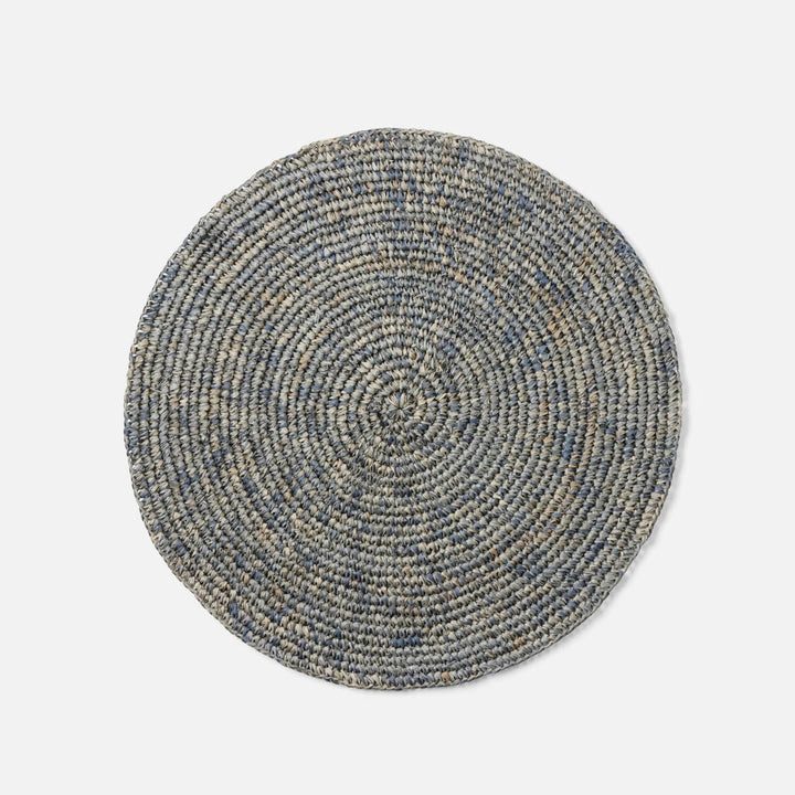 Emmy Dark Gray Crochet Round Placemat Raffia Pack/4