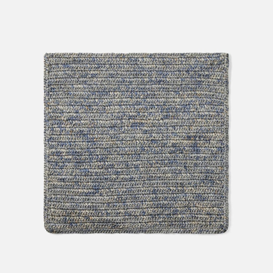 Emmy Dark Gray Crochet Square Placemat Raffia Pack/4