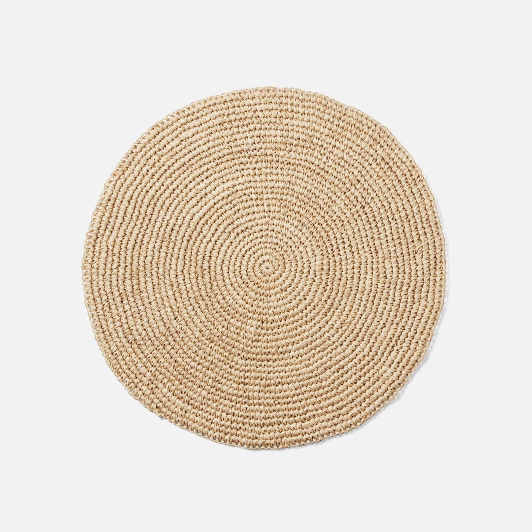 Emmy Natural Crochet Round Placemat Raffia Pack/4